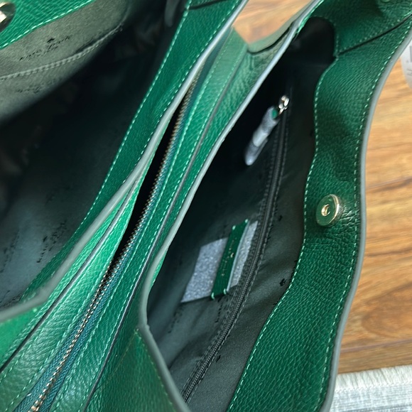 NWT Kate Spade Leila Medium Triple Green Deep Jade Pebbled Leather Shoulder Bag - Picture 8 of 12